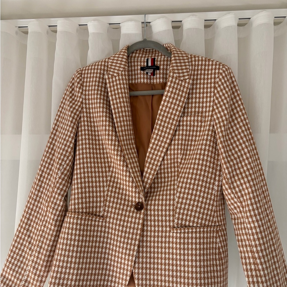 Tommy Hilfiger Tan Houndstooth Blazer